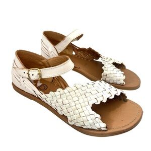 HUARACHES Handmade in Mexico Woven White Leather Sandals Size 10